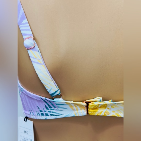 Shade & Shore Tropical Print Lightly Lined Bikini Top Crisscross Front 3… - Picture 9 of 12